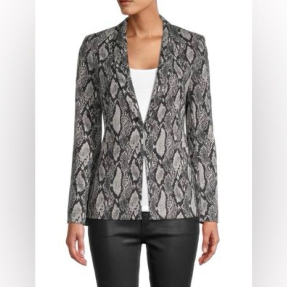 Alice + Olivia Black and Gray Patterned Blazer